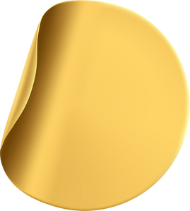 Gold Round Sticker with Peeling Corner Cutout